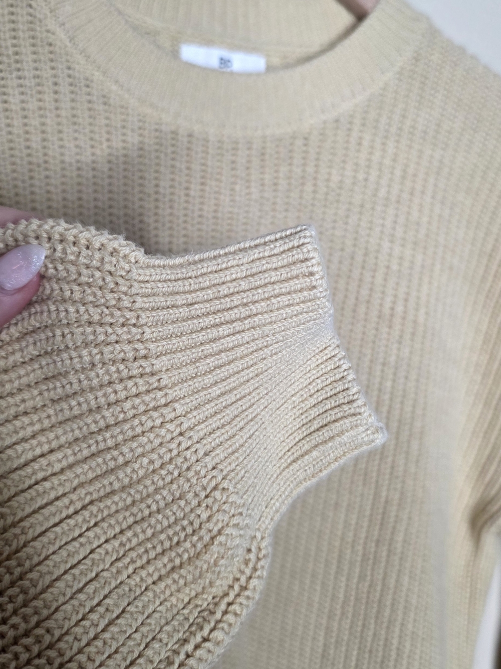 Madewell BP Womens Ribbed Crop Crewneck Sweater in Beige Cream Size Med Shaker - Picture 7 of 12